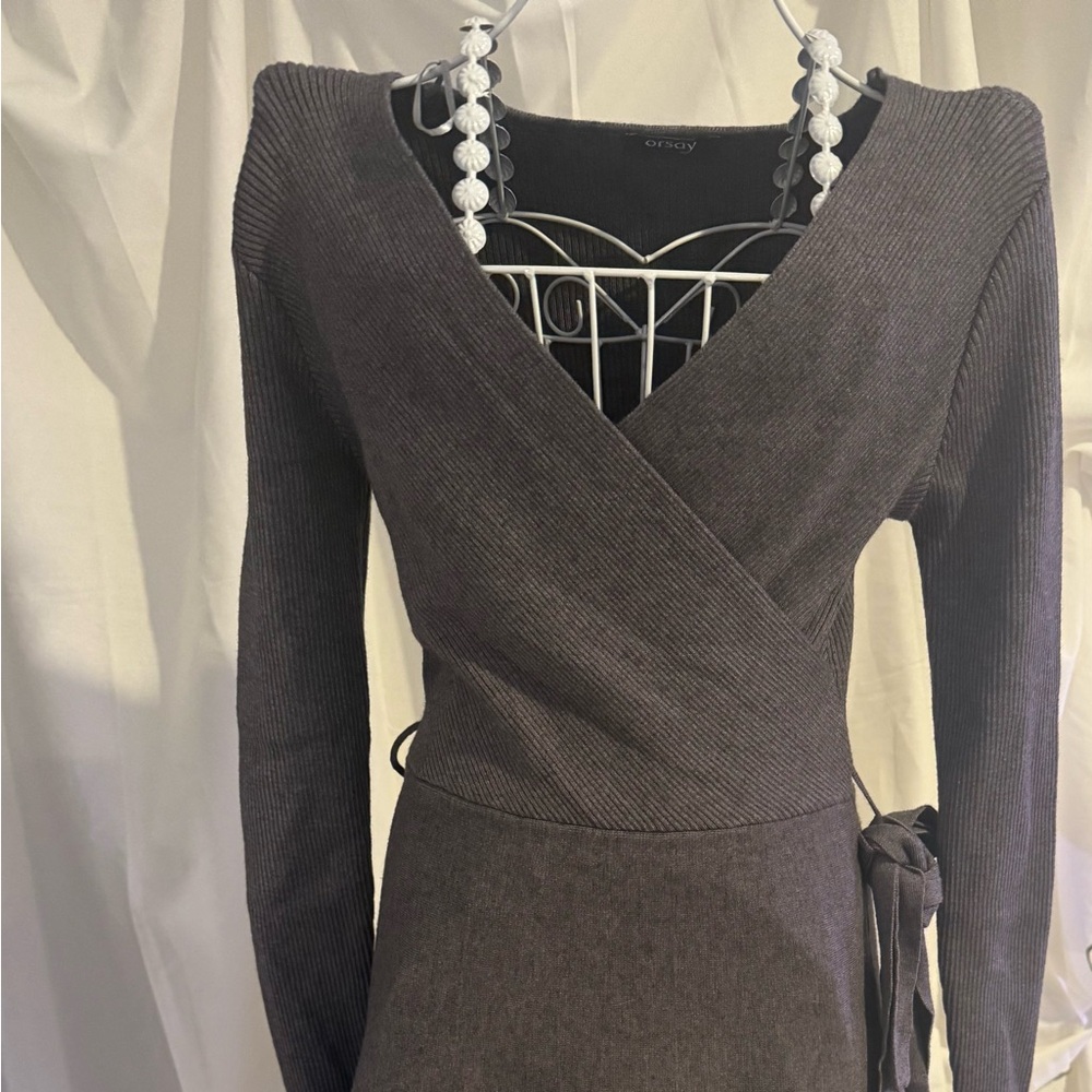 Osay Germany, Gray Long Sleeve Autumn Women’s Wrap Dress